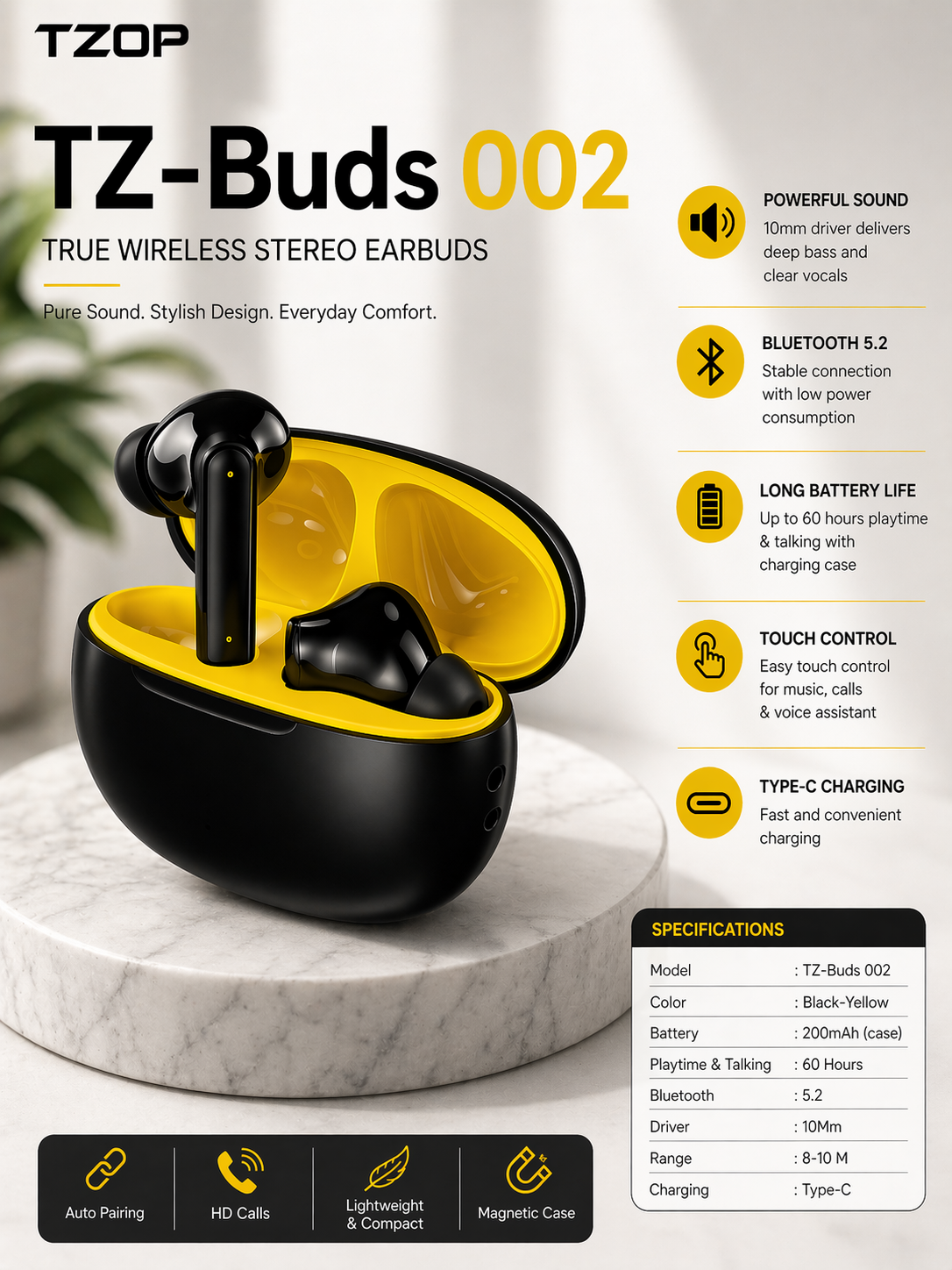True Wireless Stereo Earbuds TZOP Electricals